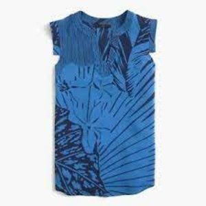 J Crew Collection Silk V Neck Palm Frond Band Sleeve Tank Top